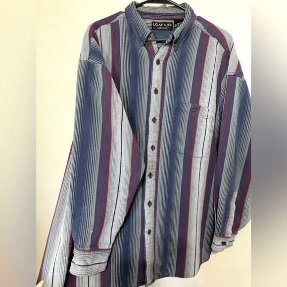 Vintage LOAFERS Stripe Button-Up Shirt – Men’s 2XL - Picture 11 of 11
